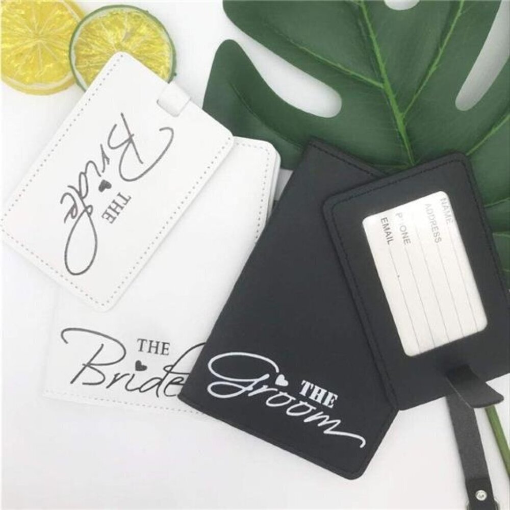 Luggage Tags & Passport Covers Set Bride Groom Couple - Picture 2 of 5